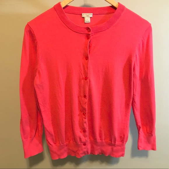J. Crew Factory Sweaters - Cotton “Clare” Cardigan Pink 3/4 Sleeves Size L